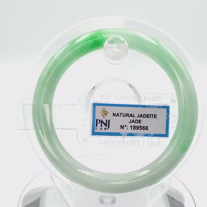 YingCollection 55mm PNJ189566 Certified Natural Color Green With Black Brown Spot Jadeite Jade Bangle Bracelet, Real Gemstone, Jewelry