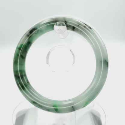 YingCollection 59mm PNJ258379 Certified Natural Color Green White To Green, Grey, Brown Jadeite Jade Bangle Bracelet, Real Gemstone, Jewelry