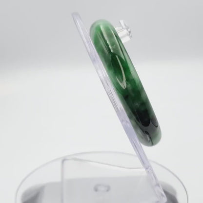 YingCollection 52mm PNJ258392 Certified Natural Color Green White To Dark Green, Grey White Jadeite Jade Bangle Bracelet, Real Gemstone