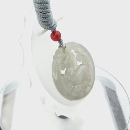 Natural Burmese Jadeite A Jade Pendant Horse Grade A Jadeite Hand Carved Protection, Good Luck