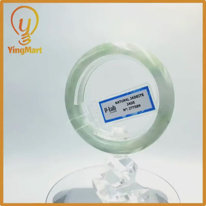 Certified 53mm PNJ277589 Real Jade Bangle | Natural Color Green-White to Green, Grey White Jadeite Bracelet for Men, Women, Grandma, Sister