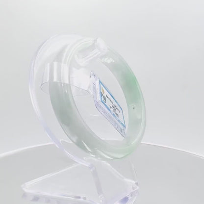 Yingmart 58mm Certified Natural Green White To Green. Grey White Jade Bangle Bracelet, Real Gemstone Bracelet,Vintage Jewelry