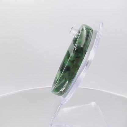 Yingmart 55mm Certified Natural Ligh to medium green, grey white, black spots jadeite jade bangle, Real Gemstone Bracelet,Vintage Jewelry