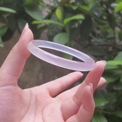 High Quality 50–60mm Genuine Type A Jade White Chalcedony Bangle Bracelets Gift for Her Mom Grandma Feng Shui Personalized