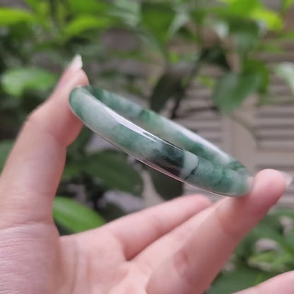 High Quality 48–72mm Natural-Colour Jade White to Green with Black Spot YingMart Bangle Gift for Mom Sister Mens Feng Shui Personalized