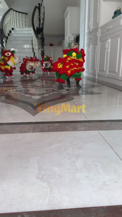 Pet Costume Small Large Dogs Cats Lion Dance Style Halloween New Year Party Cosplay Cat Hat Shirt