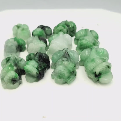 Yingmart Green Natural Jade Stone Carved Statue of Pixiu Jadeite, Protection, Good Luck