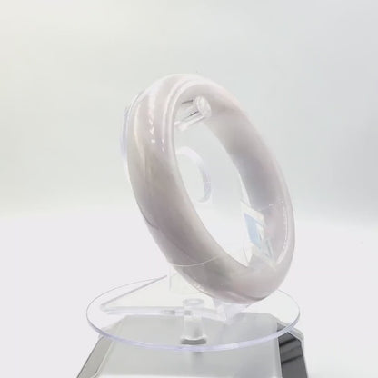YingCollection 75mm PNJ Certified Natural Color Very Light Purple, Grey White Jadeite Jade Bangle Bracelet, Real Gemstone, Jewelry