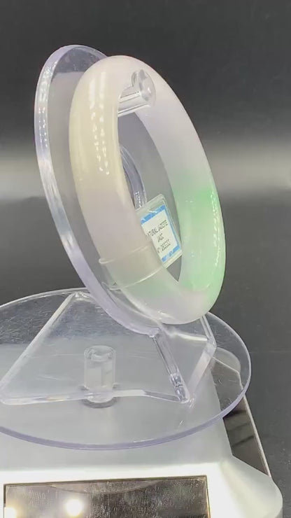 YingCollection 58mm PNJ263355Certified Natural Color Green White, Purplish White Jadeite Jade Bangle Bracelet, Real Gemstone, Jewelry