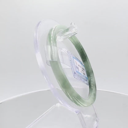 Yingmart 59mm Certified Natural Yellowish greyish green, grey white jadeite jade bangle Bracelet, Real Gemstone Bracelet, Vintage Jewelry