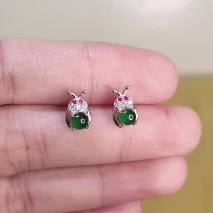 Yingmart Certified Genuine Icy Green Burmese Type A Jadeite Jade Gemstone Earrings Made With 925 Sterling Silver earrings, Gift for Women