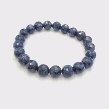 Yingmart BRSB09 Faceted Blue Sapphire beads Bracelet, Sapphire Jewelry, gemstone bracelet, Beaded Bracelet, Blue Bracelet, Gift for Her