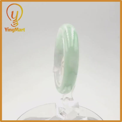 Yingmart 49mm PNJ Certified Natural Color Grey White Natural Jadeite Jade Bangle Bracelet, Real Gemstone, Gift for Her Mom Grandma Sister