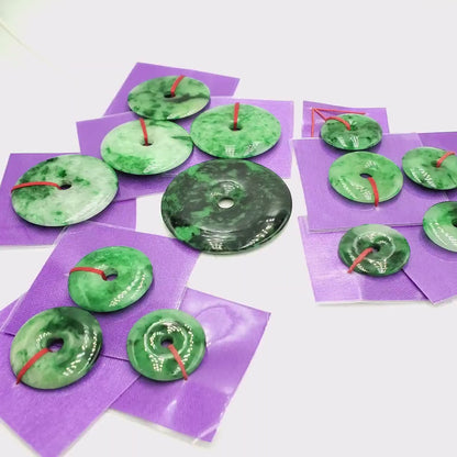 Yingmart Green natural Jade stone Charm carved Donut Jadeite Pendant Pendant Necklace, Good Luck Pendant, Protection