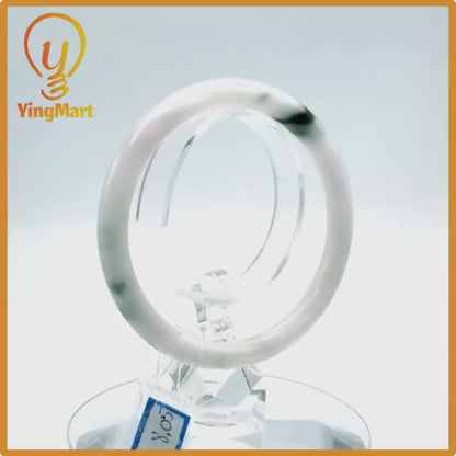 Jade Bangle 64mm PNJ Certified | Natural Color Purplish White Jade Bangle Bracelet, Real Gemstone, Gift for Women, Men, Grandma, Sister