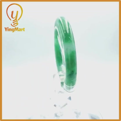 Yingmart 51mm PNJ Certified Natural Color Grey White Natural Jadeite Jade Bangle Bracelet, Real Gemstone, Gift for Her Mom Grandma Sister