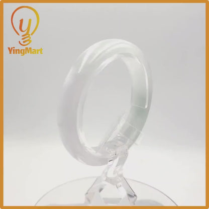 Yingmart 53mm PNJ277600 Certified Natural Color Grey White Natural Jadeite Jade Bangle Bracelet, Real Gemstone, Gift for Mom Grandma Sister