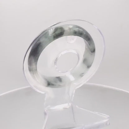 Yingmart 54mm 72BJGB54002 Genuine Burmese Jade A Light Green with Black spot Jaideite Bangle Bracelet, Vintage Jewelry, Accessories