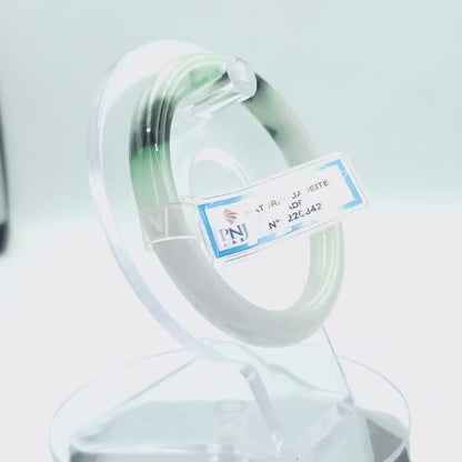 YingCollection 55mm PNJ220842  Certified Natural Color Green With Black Brown Spot Jadeite Jade Bangle Bracelet, Real Gemstone, Jewelry