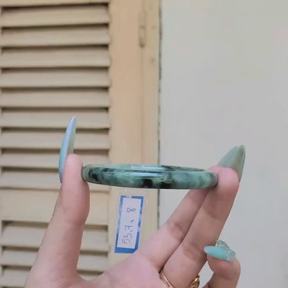 Yingmart 53 mm PNJ Certified Natural Color Green Dark Green Natural Jadeite Jade Bangle Bracelet, Real Gemstone, Gift for Her Mom Grandma