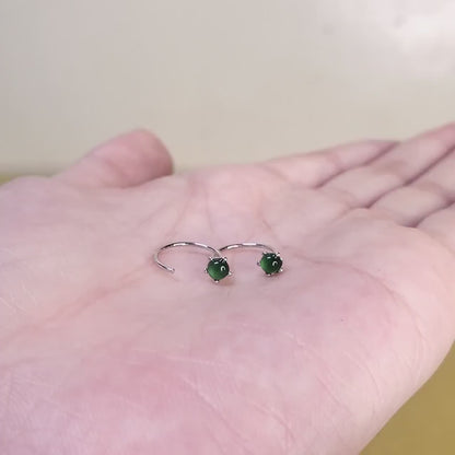 Yingmart Certified Genuine Icy Green Burmese Type A Jadeite Jade Gemstone Earrings Made With 925 Sterling Silver earrings, Gift for Women