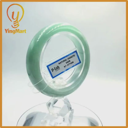 Certified 52mm PNJ277588 Real Jade Bangle | Natural Color Green-White to Green, Grey White Jadeite Bracelet for Men, Women, Grandma, Sister