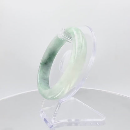 Yingmart 59mm Genuine Burmese Jade A Light Green with Green spot Jaideite Bangle Bracelet,jade jewelry, Real Gemstone, Accessories