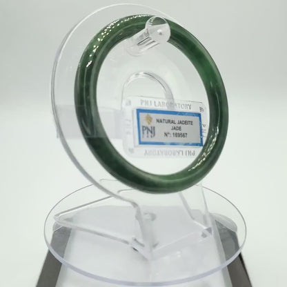 Jade Bangle 55mm PNJ169567 Certified | Yingmart Natural Color Greyish Green to Green Jade Bracelet for Men, Women, Grandmother, Sister