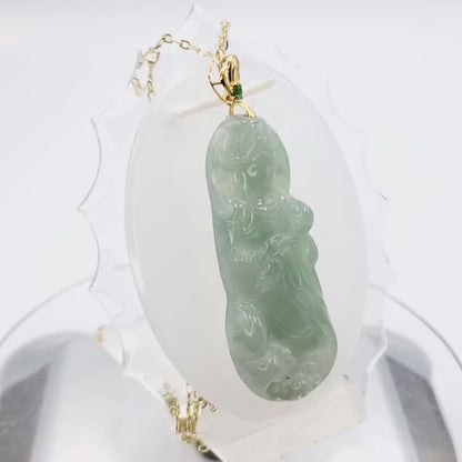 Guan Yin Jadeite Jade Pendant, Natural Grade A Jade Burmese Burma Gemstones Jewelry, Lucky Pendant, Jade Necklace Pendant, Jewerly Supplies