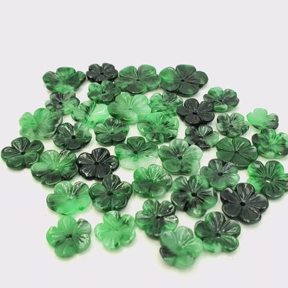 Yingmart Pairs of Green natural Jade stone Charm carved Apricot Blossom Pendant Necklace, Earring, Good Luck Pendant, Protection