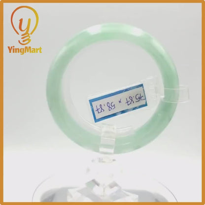 Yingmart 58mm PNJ Certified Natural Color Light To Medium Green Natural Jadeite Jade Bangle Bracelet, Real Gemstone, Gift for Her Mom