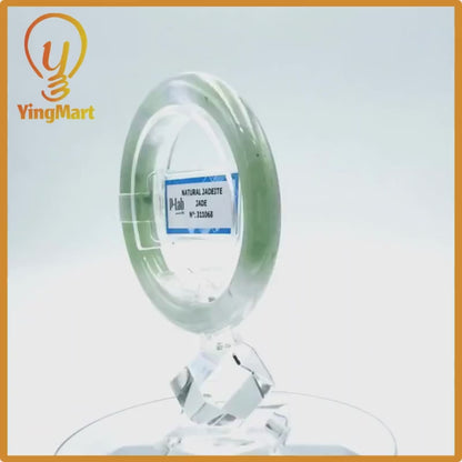 Yingmart  49mm PNJ Certified Natural Color Grey White Natural Jadeite Jade Bangle Bracelet, Real Gemstone, Gift for Her Mom Grandma Sister