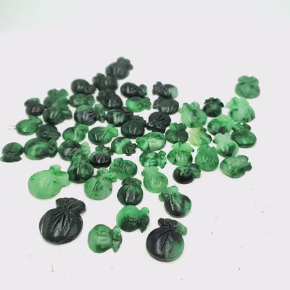 Yingmart Green natural jade charm Caved Bag, necklace, Earrings, Pendant, Chain bracelet bead decoration, Lucky pendant