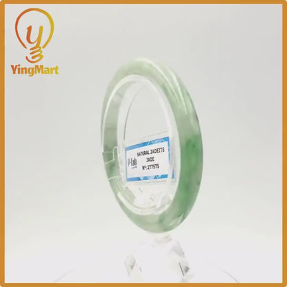 Yingmart 52mm PNJ277575 Certified Natural Color Grey White Natural Jadeite Jade Bangle Bracelet, Real Gemstone, Gift for Mom Grandma Sister