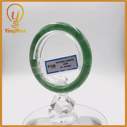 Yingmart 55mm PNJ Certified Natural Color Grey White Natural Jadeite Jade Bangle Bracelet, Real Gemstone, Gift for Her Mom Grandma Sister