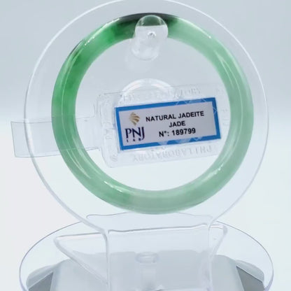 Yingmart Green Jadeite Bangle Certified 51mm PNJ189799 | Natural Color Black Brown Spot Jade Bracelet for Men, Women, Grandma, Sister