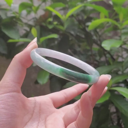 High Quality 48–72mm Natural-Colour Jade White Green to Dark Green Bangle Bracelets Gift for Her Mom Grandma Feng Shui Personalized