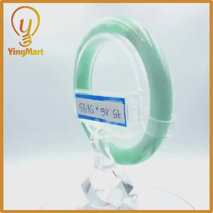 Yingmart 58 mm PNJ Certified Natural Color Grey White Natural Jadeite Jade Bangle Bracelet, Real Gemstone, Gift for Her Mom Grandma Sister