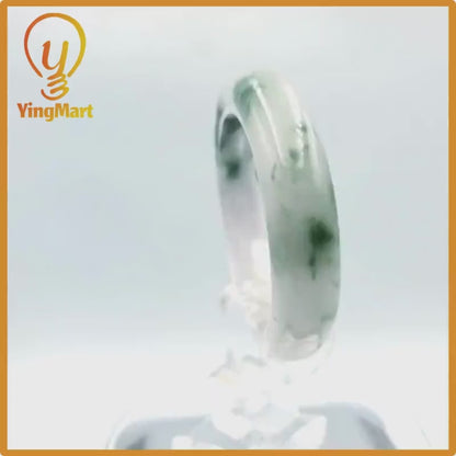 Certified 51mm PNJ277580 Real Jade Bangle | Natural Color Green White to Greyish Green, Grey White Jadeite Bracelet for Men, Women, Grandma