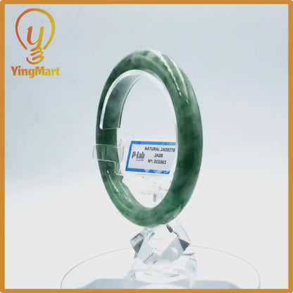 Yingmart  59mm PNJ Certified Natural Color Grey White Natural Jadeite Jade Bangle Bracelet, Real Gemstone, Gift for Her Mom Grandma Sister