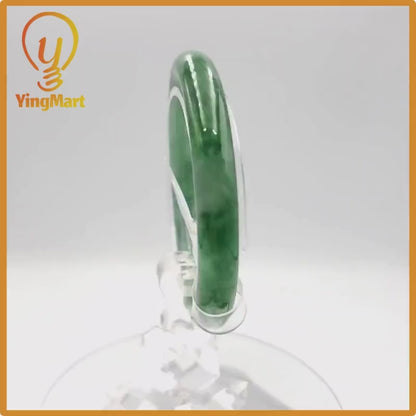 Yingmart 52mm PNJ274473 Certified Natural Color Grey White Natural Jadeite Jade Bangle Bracelet, Real Gemstone, Gift for Mom Grandma Sister