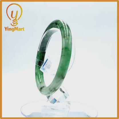 Yingmart 67mm PNJ Certified Natural Color Grey White Natural Jadeite Jade Bangle Bracelet, Real Gemstone, Gift for Her Mom Grandma Sister