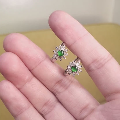 Yingmart Certified Genuine Icy Green Burmese Type A Jadeite Jade Gemstone Earrings Made With 925 Sterling Silver earrings, Gift for Women