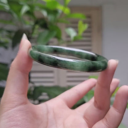 High Quality 48–60mm Jadeite Jade Round Green Olive Black YingMart Bangle Gift for Her Mother Mens Sister Feng Shui