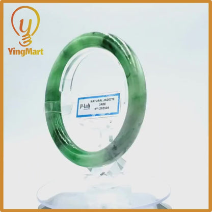 Yingmart 67mm PNJ Certified Natural Color Grey White Natural Jadeite Jade Bangle Bracelet, Real Gemstone, Gift for Her Mom Grandma Sister