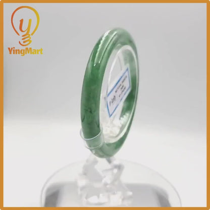 Yingmart 51mm PNJ Certified Natural Color Grey White Natural Jadeite Jade Bangle Bracelet, Real Gemstone, Gift for Her Mom Grandma Sister