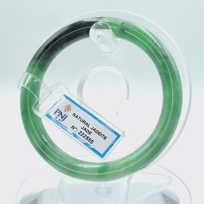 YingCollection 59mm PNJ222555 Certified Natural Color Green With Black Brown Spot Jadeite Jade Bangle Bracelet, Real Gemstone, Jewelry