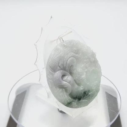 Yingmart  100% Natural Jade Nine - Tailed fox Pendant Hand Carved  Burmese Myanmar Genuine Jadeite Real Jade Grade A Type A