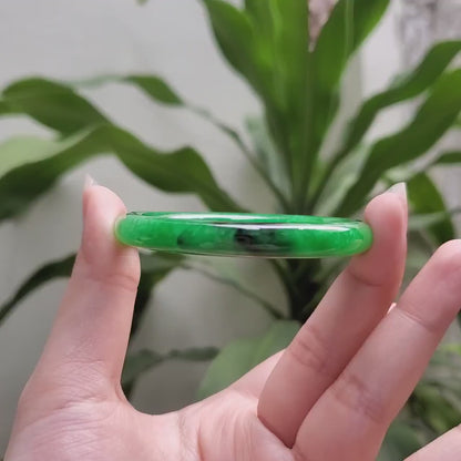 High Quality 48–72mm Jadeite Jade Green Black Spot YingMart Bangle Bracelets Gift for Her Mom Feng Shui Grandma Sister
