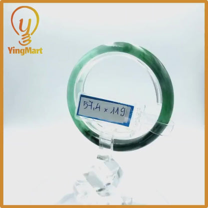 Yingmart 57mm PNJ Certified Natural Color Grey White Natural Jadeite Jade Bangle Bracelet, Real Gemstone, Gift for Her Mom Grandma Sister